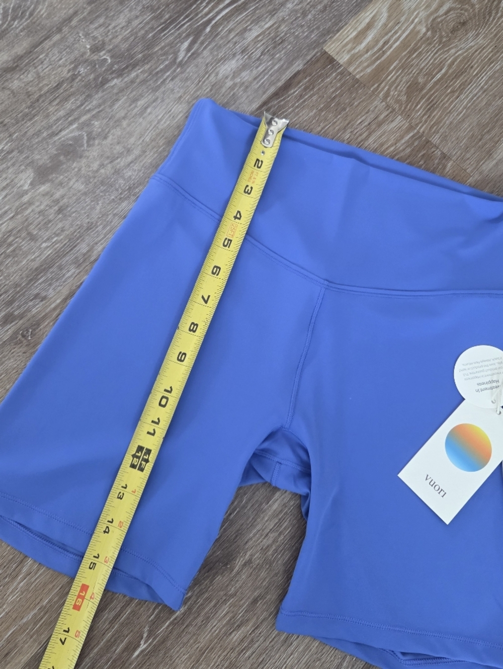 Vuori AllTheForm High-Rise Performance Bike Shorts Bright Iris NWT Athletic HTF - Picture 10 of 14